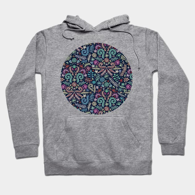 Colored Chalk Floral Doodle Pattern Hoodie by micklyn